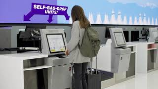 How to Use the New SelfBag Drop Kiosks at the United and Southwest Checkin Areas [upl. by Anawit]