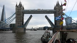 Passing under TOWER BRIDGE on board WAVERLEY [upl. by Malka]