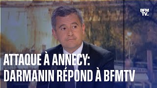 Attaque au couteau à Annecy Gérald Darmanin répond aux questions de BFMTV [upl. by Maice]