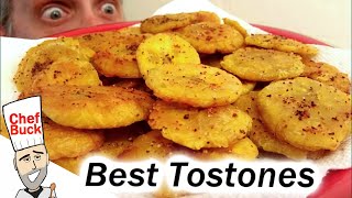 Fried Green Plantains  Best Tostones Recipe [upl. by Rorrys]