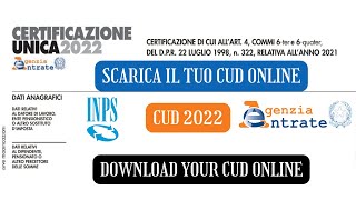 CERTIFICAZIONE UNICA 2022  COME SCARICARE IL TUO CUD ONLINE  How to download your 2022 CUD online [upl. by Ellicec]