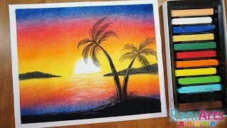 CÓMO DIBUJAR ATARDECER CON TIZAS PASTEL Nivel Principiantes [upl. by Llesirg856]