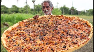 Cheese Pizza Recipe  Giant Paneer Cheese Pizza  Veg Pizza without Oven by Grandpa [upl. by Nicholl978]