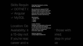 Smart Data Enterprises Inc is hiring DOTNET Developer ✓ DOTNET Core ✓ Angular ✓ MySQL  Dehradun [upl. by Othella]