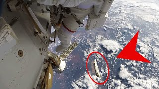 NASA Astronauts lose key piece of ISS Shield during Spacewalk  4K with audio [upl. by Lled]