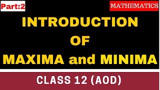 Part 2 Introduction Of Maxima and Minima Class 12 [upl. by Auhsohey337]