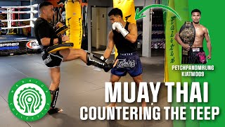 Muay Thai Training  Inside Counters to the Teep with Petchpanomrung Kiatmoo9 amp Adrian Fairtex [upl. by Aztilem]