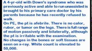 Pediatrics USMLE step3 MCQ and clinical case 1 Downs syndrome boy refused to walk [upl. by Hsirt]