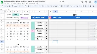 2024 Social Media Planner Calendar in Google Sheets FREE Template [upl. by Rebe]