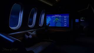 DARK Private Jet Airplane Brown Noise Ambience  Flight Map  Sleeping Reading Studying  Zen [upl. by Esiuqram]