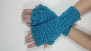 Loom Knit double rib edge Fingerless gloves [upl. by Garris]