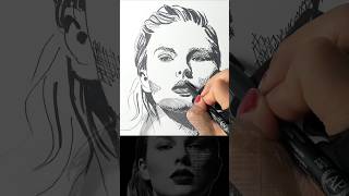 shorts portraitdrawing inkdrawing how to draw Taylor Swift [upl. by Ardin456]