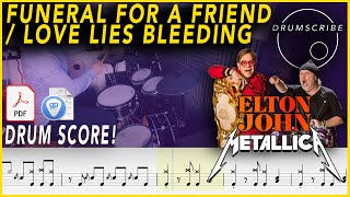 Funeral for a FriendLove Lies Bleeding  Metallica  DRUM SCORE Sheet Music PlayAlong  DRUMSCRIBE [upl. by Byler]