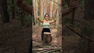 Very resourceful GIRL 🤯 camping survival bushcraft outdoors [upl. by Eniroc]