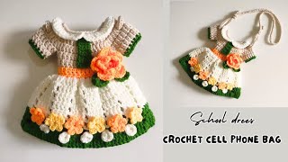 Crochet cell phone bagstep by step  subtitle [upl. by Annawek]