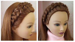 Braided headband hairstyle Quick amp Easy 🌺 Tresse serre tête 🌺 facile à faire [upl. by Aicek]