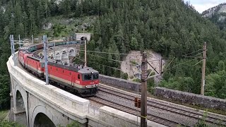 Eisenbahnverkehr auf der Semmeringbahn  Trainspotting im Juni 2024 [upl. by Aihselef]