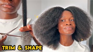 HOW TO PROPERLY TRIM AND SHAPE NATURAL HAIR AT HOME  step by step guide [upl. by Sutton898]