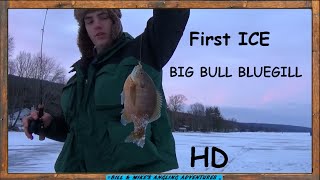 ICE FISHING BIG 10 INCH BLUEGILLS  HONEOYE LAKE [upl. by Nal]