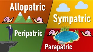 Speciation Allopatric Sympatric Parapatric Petripatric II Types of Speciation [upl. by Bain952]