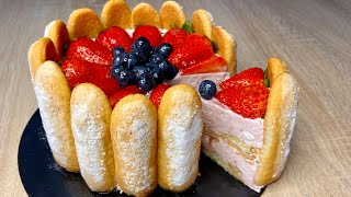 RECETTE FACILE ET GOURMANDE DE LA CHARLOTTE AUX FRAISES 🍓 [upl. by Darci591]