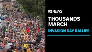 Thousands gather at Invasion Day rallies calling for rethink of Australia Day  ABC News [upl. by Arratoon]