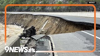 Mudslide in North Carolina after Hurricane Helene I40 partially collapsed [upl. by Stutsman]