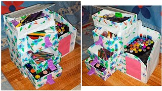 Diy Desk Organizer  Cardboard Crafts Easy [upl. by Placeeda]