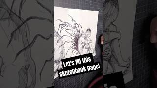 Lets fill the next sketchbook page together Dark Ballpen Figure Drawing of Angel Figure [upl. by Attenol]