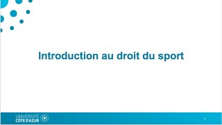 1ère Conférence  Introduction Au Droit du Sport avec Marc PELTIER [upl. by Odlanar]