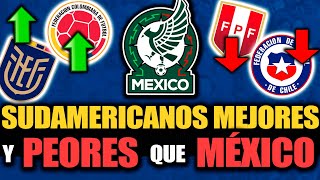 ¿Qué SELECCIONES DE CONMEBOL SON MEJORES QUE MEXICO A DIA DE HOY y cuáles PEORES Copa América 2024 [upl. by Gudren348]