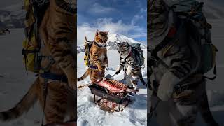 Cooking on top of Mount Everest🐱👨‍🍳 cat cutecat meow catshorts everest cooking viralshort [upl. by Orren]