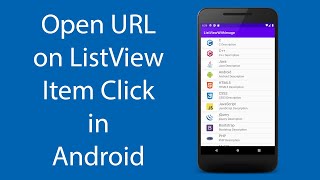 Open URL on ListView Item Click in Android Studio [upl. by Attaynek265]