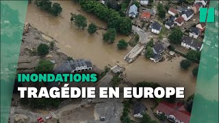 Les terribles images des inondations en Allemagne et en Belgique vues du ciel [upl. by Enwad887]