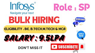 INFOSYS BULK HIRING FOR SP ROLE  INFOSYS LATEST HIRING  LATEST JOBS IN TELUGU  smcreations3322 [upl. by Sisson]