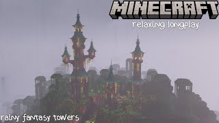 Minecraft Relaxing Longplay  Rainy Jungle  Fantasy Wizard Towers No Commentary [upl. by Eetnom233]