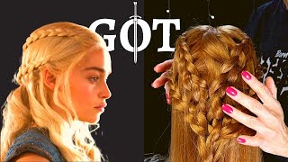 ASMR Game of Thrones inspired hairstyle  braiding  No talking [upl. by Aitas]