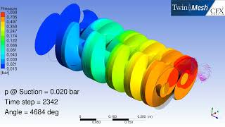 CFD simulation of final pressure for a twinscrew vacuum pump with TwinMesh and Ansys CFX [upl. by Acinom290]