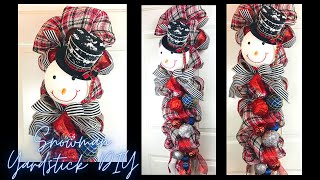 CHRISTMAS SNOWMAN YARDSTICK DOOR SWAG CENTERPIECE GARLAND DIY 🎄 EASY TO MAKE 🎄WREATH 🎄 MESH 🎄 [upl. by Adniles]