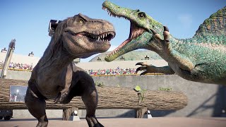 TREX vs LARGE amp MEDIUM CARNIVORE DINOSAURS ON ISLA SORNA  Jurassic World Evolution 2 [upl. by Atarman]