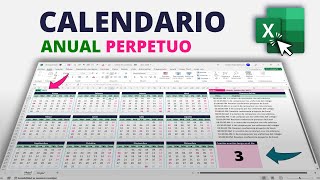 CALENDARIO Anual PERPETUO en Excel Automatizado con Eventos [upl. by Bovill]