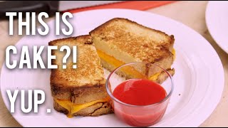 How To Make A GRILLED CHEESE SANDWICHCAKE Pound cake bread and modeling chocolate cheese [upl. by Dallas972]