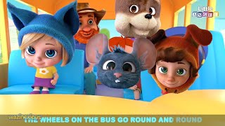 Wheels on the Bus Goes Round and Round Little Angel BUT DAVE amp AVA and Friends [upl. by Neerod749]