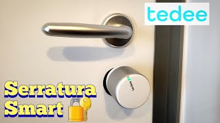 Apertura Porta anche da remotograzie alla SERRATURA SMART Tedee Go  smart lock installation [upl. by Sissy]