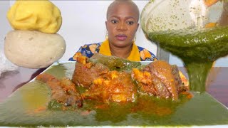 ASMR Ewedu Soup cassava flour fufu and eba fufu Mukbang [upl. by Benjie]