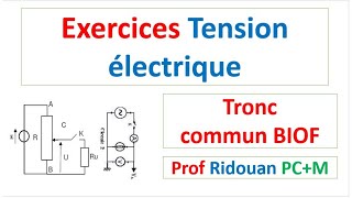 tension électrique exercices corrigés tronc commun [upl. by Naujd]