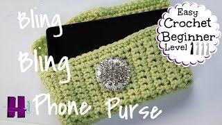 DIY Phone Case  Crochet EASY Phone Case Purse  Samsung iPhone 💙 handsthatrockcrochet [upl. by Acirehs]