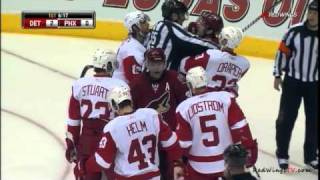 Nicklas Lidstrom gets hit by Taylor Pyatt 041811 [upl. by Akirdna177]