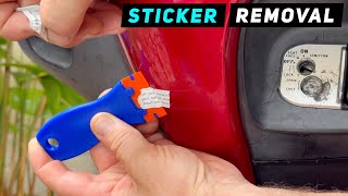 Remove stickers without damaging paint GoPro Mount Stickers Emblems  Mitchs Scooter Stuff [upl. by Laehcym]