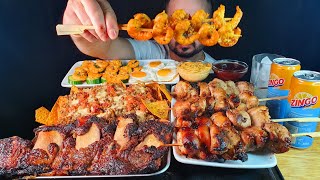 ASMR EATING BBQ CHICKEN BBQ BEEF RIB SHRIMPS CHEESY DORITOS [upl. by Winona541]